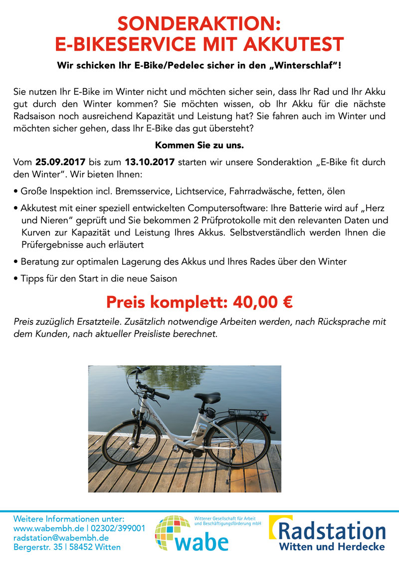 Sonderaktion 'E-Bikeservice mit Akkutest'